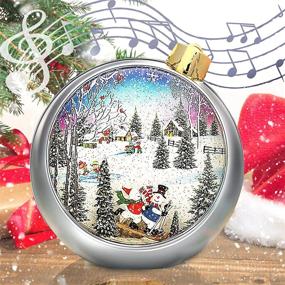 img 4 attached to 🎄 Musical Christmas Snow Globe Lantern with Lighted Xmas Tree Snowman - Glittering Battery Operated & USB Powered Decoration Gift for Kids
