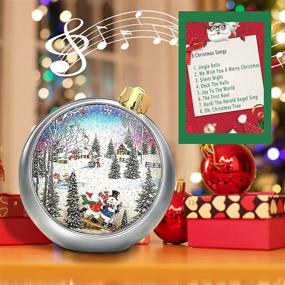 img 3 attached to 🎄 Musical Christmas Snow Globe Lantern with Lighted Xmas Tree Snowman - Glittering Battery Operated & USB Powered Decoration Gift for Kids