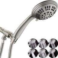 🚿 g-promise high pressure shower head with 6 spray settings, hand held shower head including adjustable solid brass shower arm mount and extra long flexible stainless steel hose in brushed nickel finish logo