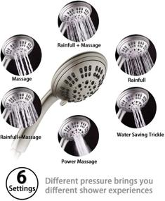 img 3 attached to 🚿 G-Promise High Pressure Shower Head with 6 Spray Settings, Hand Held Shower Head including Adjustable Solid Brass Shower Arm Mount and Extra Long Flexible Stainless Steel Hose in Brushed Nickel Finish
