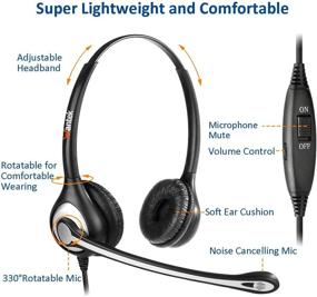 img 1 attached to 🎧 Noise-Cancelling RJ9 Telephone Headsets Compatible with Cisco Office Phones, Plantronics M12 M22 - Wantek Phone Headset with Microphone