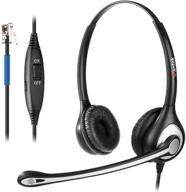 🎧 noise-cancelling rj9 telephone headsets compatible with cisco office phones, plantronics m12 m22 - wantek phone headset with microphone logo