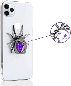 img 1 attached to 📱 ETRY Подставка для пальца на телефоне с кольцом: роскошный дизайн Spider Diamond с вращением на 360 градусов и надежным захватом - совместима со всеми смартфонами и планшетами.