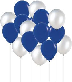 img 1 attached to 🎉 Navy Blue Silver Party Decorations for Men/Bridal Shower: Tissue Pom Pom, Latex Balloons, Silver Polka Dot Paper Fans - Perfect for Boy's First Birthday or Outer Space Theme