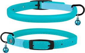 img 3 attached to 🐱 BRONZEDOG Cat Collar: Stylish Rolled Leather Collars for Cats with Bell - Black, Blue, Pink, Green, Yellow, Grey