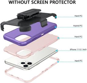 img 2 attached to 📱 High-Performance BENTOBEN iPhone 11 Case | Full Body Rugged Hybrid Shockproof Cover for Men and Boys with Kickstand, Belt Clip Holster - Purple/Pink