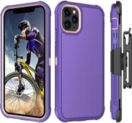 📱 high-performance bentoben iphone 11 case | full body rugged hybrid shockproof cover for men and boys with kickstand, belt clip holster - purple/pink logo