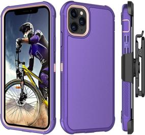 img 4 attached to 📱 High-Performance BENTOBEN iPhone 11 Case | Full Body Rugged Hybrid Shockproof Cover for Men and Boys with Kickstand, Belt Clip Holster - Purple/Pink