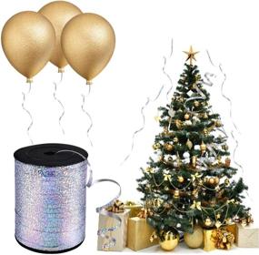 img 1 attached to 🎈 Серебряные блестящие ленты для воздушных шаров - 500 ярдов для вечеринки, обертывания цветов, подарочных коробок, открыток, украшения шариками.