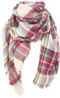 chunky tartan plaid scarf for women - classic tassel detail, soft & warm winter wrap shawl, large blanket style logo