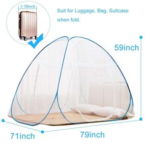 img 2 attached to 🏕️ Omont Pop Up Bed Net Tent: Легкая в установке крыша для спальни и отдыха на открытом воздухе, размер от двухспальной до кинг-сайз (79x71x59 дюймов)