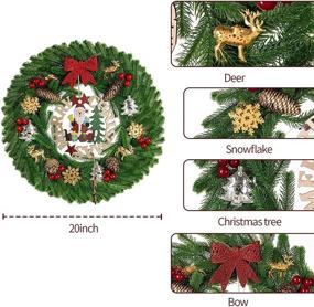 img 2 attached to 🎄 20-Inch Lighted Christmas Door Wreath with Red Bow and Deer - Outdoor Christmas Door Decorations with Lights