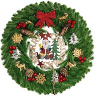 🎄 20-inch lighted christmas door wreath with red bow and deer - outdoor christmas door decorations with lights logo