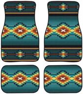 afpanqz vintage aztec car floor mats for auto non slip heavy duty rubber back auto foot mat carpet 4 pieces full set logo