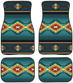 img 4 attached to AFPANQZ Vintage Aztec Car Floor Mats For Auto Non Slip Heavy Duty Rubber Back Auto Foot Mat Carpet 4 Pieces Full Set