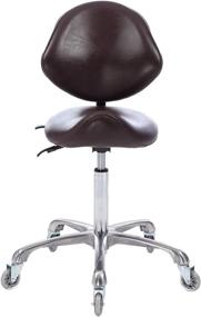 img 4 attached to FRNIAMC Rolling Saddle Stool with Backrest: Ergonomic Office Chair for VR Gaming, Salon, Medical Clinic & More (Brown)