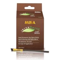 🌿 mina ibrow henna краска для волос: профессиональный набор для окрашивания с кистью – без аммиака, средство не тестируется на животных – до 30 применений (светлый коричневый) логотип
