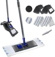 🧹 efficient flat dust mop with 4 chenille and microfiber pads - adjustable handle, cleaning comb, magic sweeping for clean floors logo