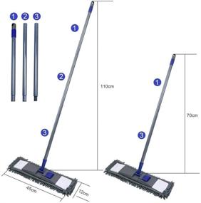 img 3 attached to 🧹 Efficient Flat Dust Mop with 4 Chenille and Microfiber Pads - Adjustable Handle, Cleaning Comb, Magic Sweeping for Clean Floors