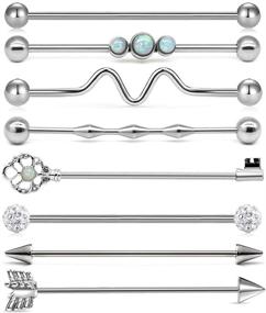 img 4 attached to Stylish and Durable Stainless Steel Industrial Earrings for Women and Men - MODRSA Industrial Piercing Jewelry in Silver, Rose Gold, and Black