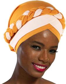 img 4 attached to Stylish Black Stretch Braid Head Wrap for Women - Woeoe African Turban Inspired by India's Fashion