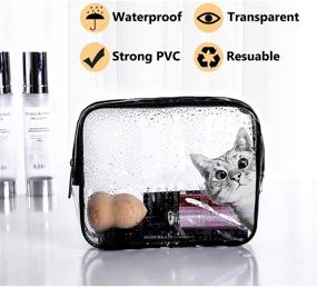 img 1 attached to 💦 Waterproof Clear PVC Toiletry Makeup Bags & Cases for Men and Women, Travel Business Bathroom Organizer with Brushes – Transparent