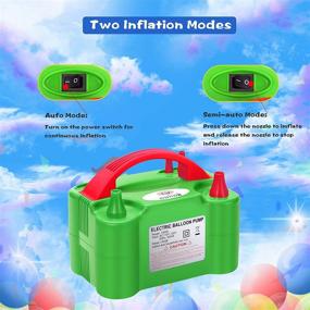 img 1 attached to 💨 Efficient NuLink Electric Portable Dual Nozzle Balloon Blower Pump for Party Decoration [110V~120V, 600W, Green]