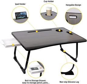 img 2 attached to 🖥️ Amaredom Лаптоп Столик для кровати: Портативный складной столик с ящиком для хранения и держателем для кружки - Идеально подходит для кровати, дивана и софы - Черный
