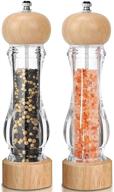 🧂 premium wooden acrylic salt and pepper grinder set with adjustable coarseness and visible window - 2 pack logo