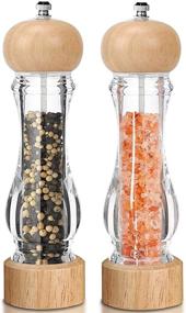 img 4 attached to 🧂 Premium Wooden Acrylic Salt and Pepper Grinder Set with Adjustable Coarseness and Visible Window - 2 Pack