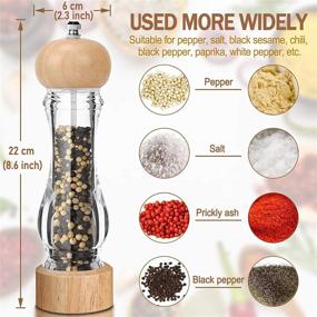 img 3 attached to 🧂 Premium Wooden Acrylic Salt and Pepper Grinder Set with Adjustable Coarseness and Visible Window - 2 Pack