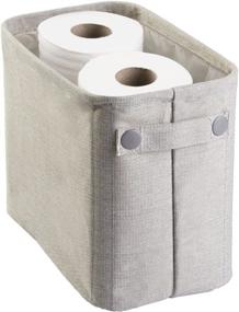 img 4 attached to 🛀 mDesign Soft Cotton Fabric Bathroom Storage Organizer Bin Basket with Attached Handles - Ideal for Vanity, Cabinet, Shelf, Countertop - Tall Design - Light Gray