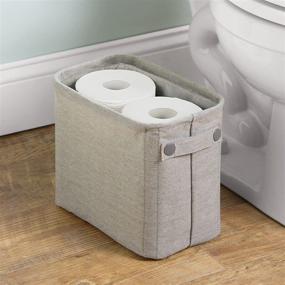 img 3 attached to 🛀 mDesign Soft Cotton Fabric Bathroom Storage Organizer Bin Basket with Attached Handles - Ideal for Vanity, Cabinet, Shelf, Countertop - Tall Design - Light Gray