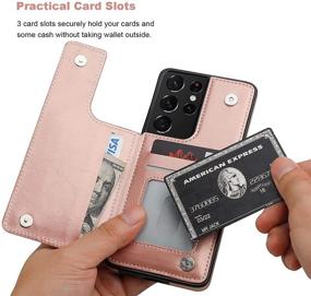 img 1 attached to 📱 ONETOP Samsung Galaxy S21 Ultra Wallet Case - Card Holder, PU Leather Kickstand, Card Slots, Double Magnetic Clasp - Durable Shockproof Cover for 5G 6.8 Inch (Rose Gold)