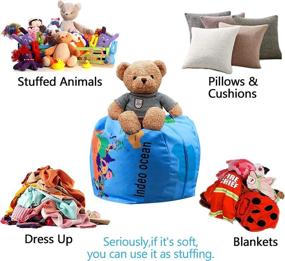 img 3 attached to 🪑 Kids Bean Bag Chair Cover with Zipper - Premium Soft Cotton Linen, Stuffed Animal Storage and Memory Foam - Washable Polyester Toddler Size 26" (No Filler) - Ideal for Boys and Girls