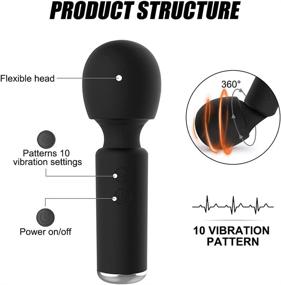 img 3 attached to 🐰 Sexrabbit Micro Wand Massager - Powerful Handheld Vibration Massager with 10 Modes, Waterproof & Cordless - Ideal for Muscle Aches, Sports Recovery, Neck, Shoulder, Back (Black)