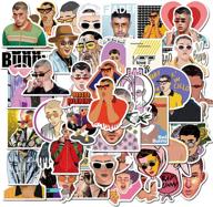 🎸 singer bad bunny laptop stickers 50pcs: vinyl aesthetic & waterproof decals for hydro flasks, water bottles, laptops, motorcycles, bicycles, skateboards, luggage - bad bunny graffiti patches! logo