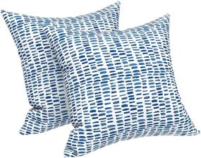 img 4 attached to LVTXIII Outdoor/Indoor Pillow Covers: Modern Square Throw Cushion Cases for Sofa Patio Couch Decoration, Pack of 2, Pebble Blue, 18x18 Size