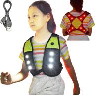 🏃 reflective running vest with led lights and usb rechargeable safety gear - machine washable, adjustable waist, phone pocket - high visibility flashing vest perfect for men, women, kids, runners, and walkers - great gift option! логотип