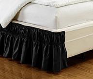 🛏️ черная карнизная юбка для кровати с оберточным стилем | подходит для кроватей размеров queen и king | 100% мягкая микрофибра | естественное драпирование, 14" падение | закрывает ножки и каркас кровати логотип