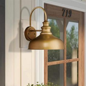 img 3 attached to 🏮 Zeyu 2-Pack Industrial Gooseneck Wall Light, 11 inches Barn Light Fixture with Gold Finish - 02A390-2 AG