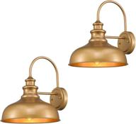 🏮 zeyu 2-pack industrial gooseneck wall light, 11 inches barn light fixture with gold finish - 02a390-2 ag логотип