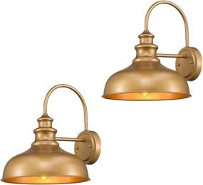 img 4 attached to 🏮 Zeyu 2-Pack Industrial Gooseneck Wall Light, 11 inches Barn Light Fixture with Gold Finish - 02A390-2 AG