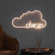 🌈 lhux neon cloud sign - 18” x 9” led dream sign for wall decor, cute cloud neon sign for bedroom aesthetic, white light up cloud lamp for hanging - usb & battery operated логотип