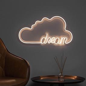 img 4 attached to 🌈 LHUX Neon Cloud Sign - 18” x 9” LED Dream Sign for Wall Decor, Cute Cloud Neon Sign for Bedroom Aesthetic, White Light Up Cloud Lamp for Hanging - USB & Battery Operated