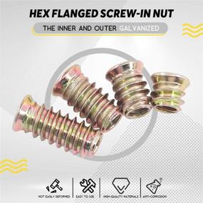 img 2 attached to 🛠️ Hilitchi Pack of 90 Furniture Threaded Wood Inserts with Hex Socket Drive - Bolt Fastener Connector Nuts for Wood Furniture | Bonus Hex Spanner Included | Size: 1/4"-20