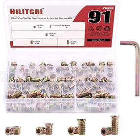 img 4 attached to 🛠️ Hilitchi Pack of 90 Furniture Threaded Wood Inserts with Hex Socket Drive - Bolt Fastener Connector Nuts for Wood Furniture | Bonus Hex Spanner Included | Size: 1/4"-20