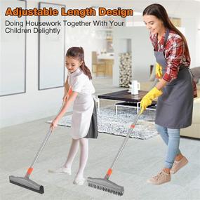 img 1 attached to 🧹 Baban 2 in 1 Long Handle Floor Cleaning Brush: Adjustable Length, 50" Brush and Floor Squeegee for Garage, Swimming Pool, Bathroom, Tile Walls, Kitchen, Balcony