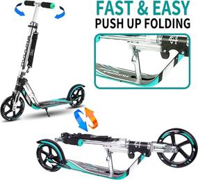 img 2 attached to 🛴 Huadra Foldable Adult Kick Scooter with Big Wheels - 5-Level Height Adjustable Handlebar, Lightweight Aluminum Frame, Quick-Release Folding System - Ideal Commuter Scooter for Teens and Adults