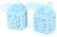 👶 pack of 50 baby blue elephant boy shower decoration laser cut treat boxes - perfect for baby shower, wedding, royal prince birthday, gifts wrapping, candy buffet, and table centerpieces logo